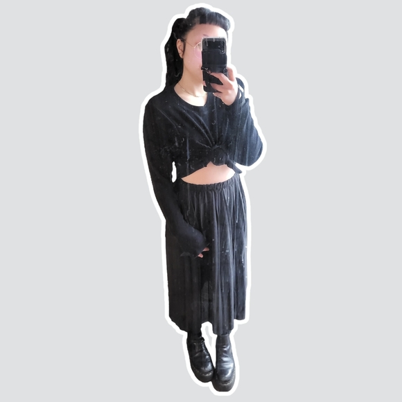 Madewell Tops - Madewell Elwood Knot Front Top Black Long Sleeve Medium